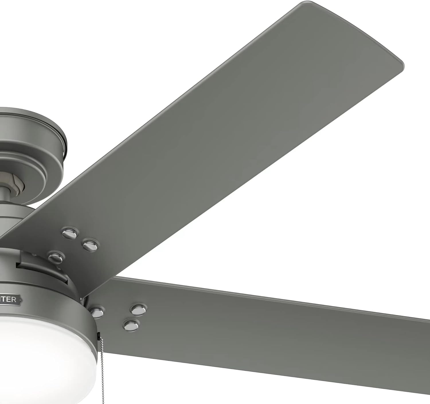 Hunter Fan 52 Inch Casual Matte Silver Finish Outdoor Ceiling Fan with LED Light Kit and Pull Chain (Renewed)