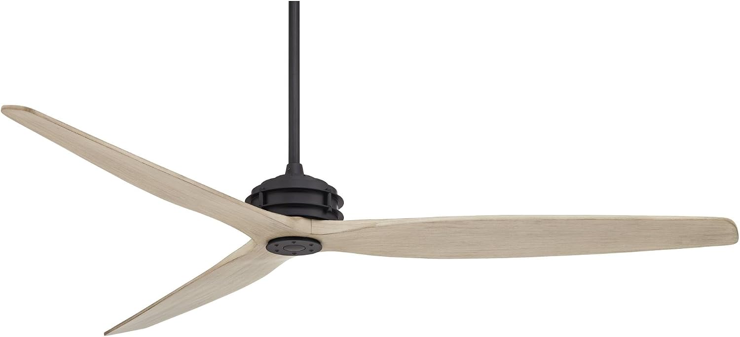 Casa Vieja 62' Coronado Aire Modern Country Cottage Core Indoor Outdoor Ceiling Fan 3 Blade Remote Control Matte Black Finish Motor White Oak Finish Blades Bedroom Patio Damp Rated Decorative