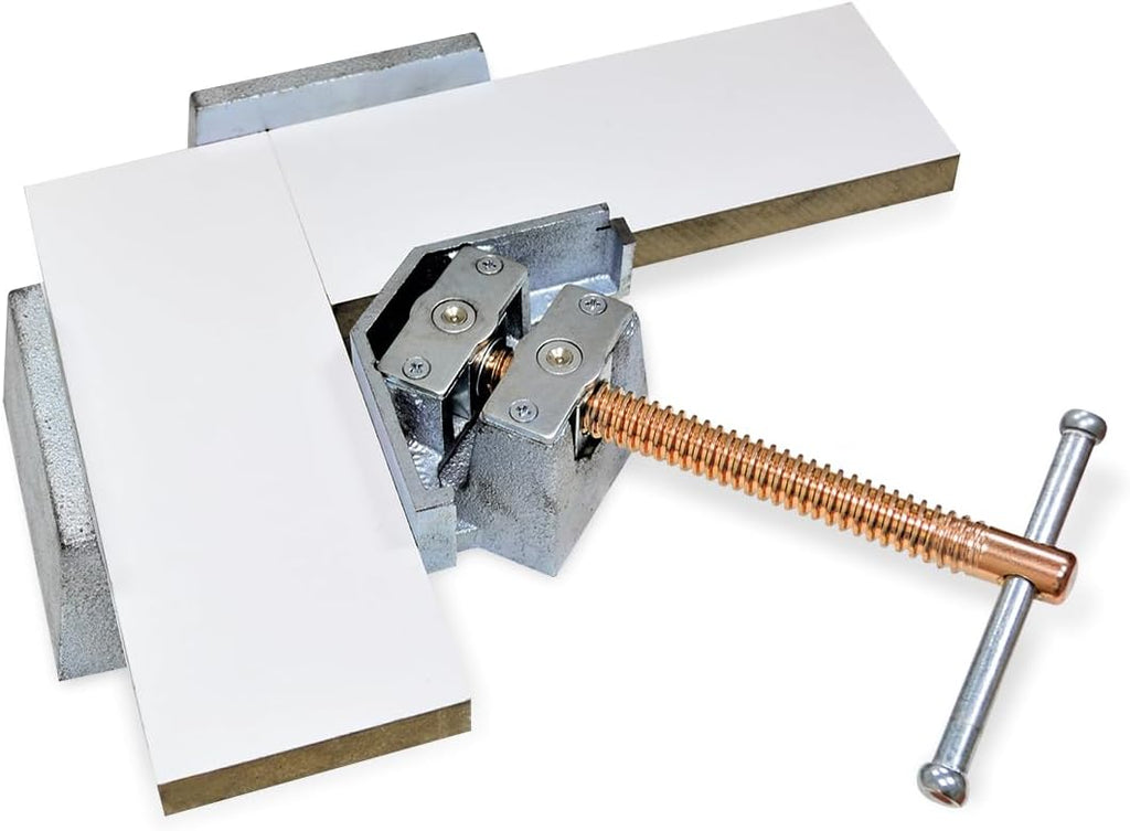 KANCA - AWC-90 Right Angle Clamp with Copper Plated Spindle, Spatter Resistant 2-Axis 90 Degree Welding Angle Clamp, Heavy Duty Cast Iron, 4 Inch Maximum Clamping Capacity