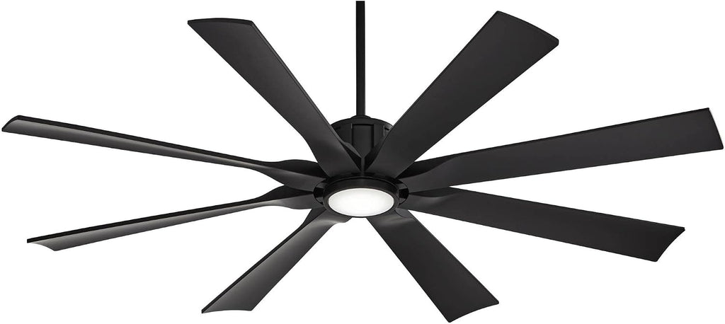 Possini Euro Design 60' Defender Modern Large Indoor Outdoor Ceiling Fan with LED Light Remote Control Matte Black Damp Rated for Patio Exterior House Home Porch Gazebo Garage Barn