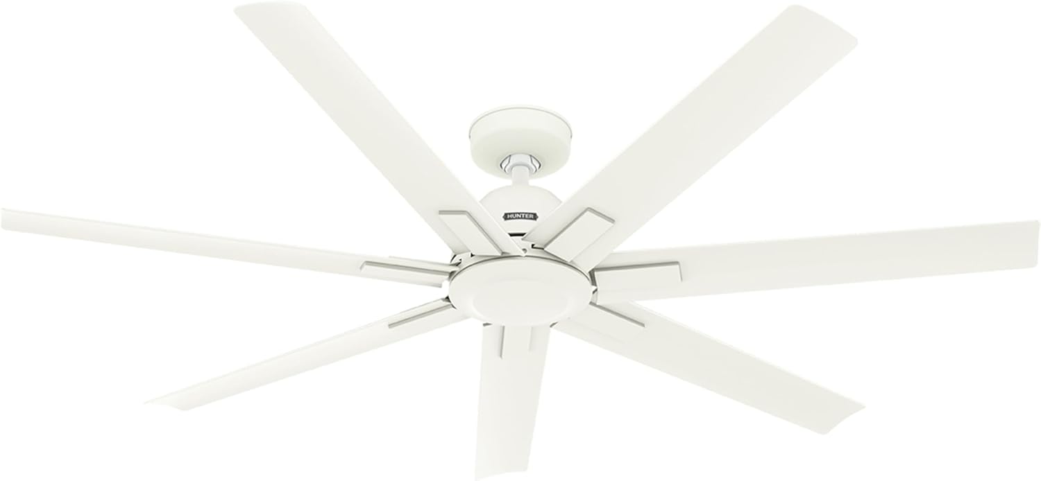 Hunter Fan 60 inch Matte White Indoor/Outdoor Ceiling Fan with 7 Baldes for Living Room, Bedroom, Farmhouse, Porch (Renewed)