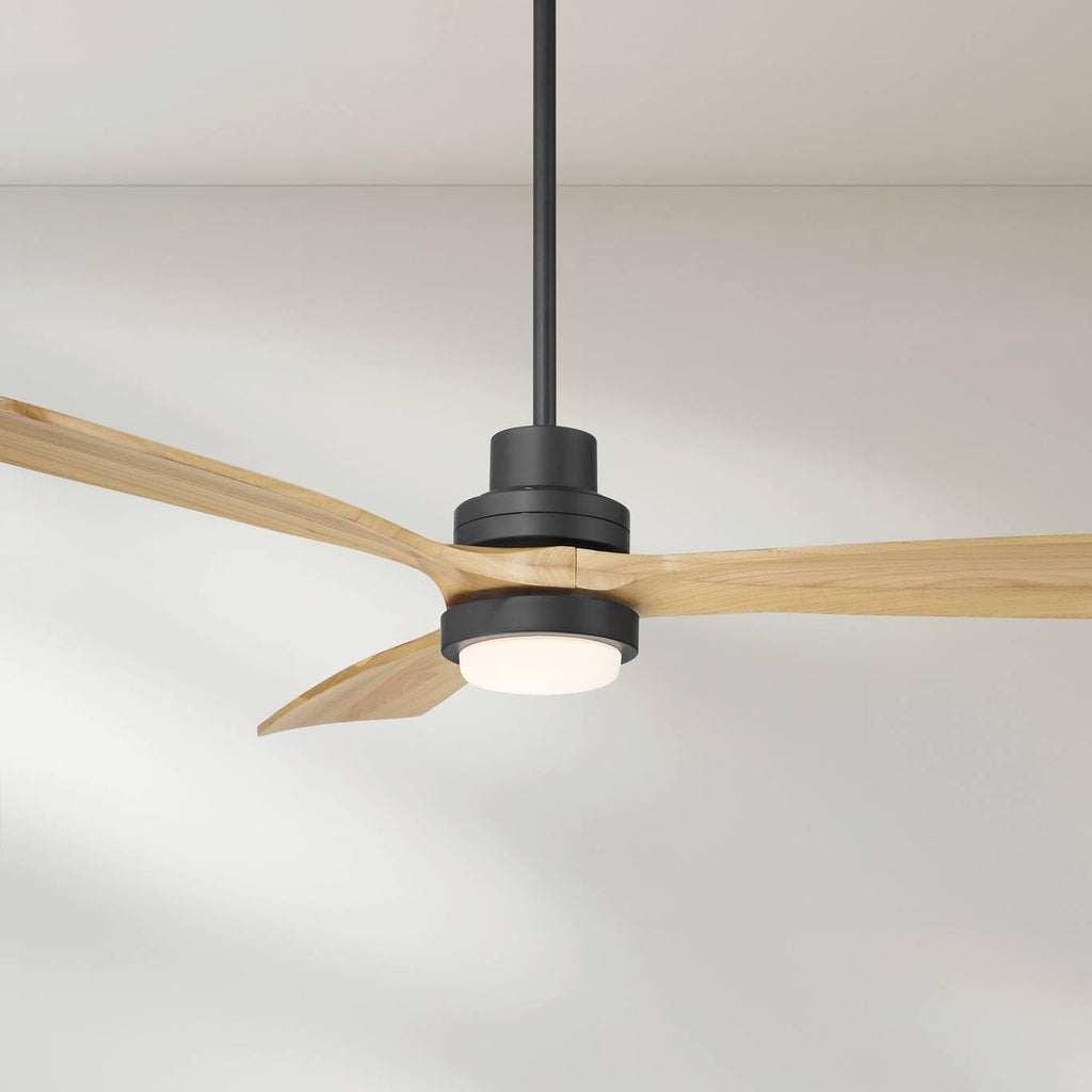 Casa Vieja 52' Delta Modern Country Indoor Cottage Core Outdoor Ceiling Fan 3 Blade CCT LED Light Remote Control Matte Black Finish Wood Blades Bedroom Patio Living Room DC Motor Decorative Dimmable