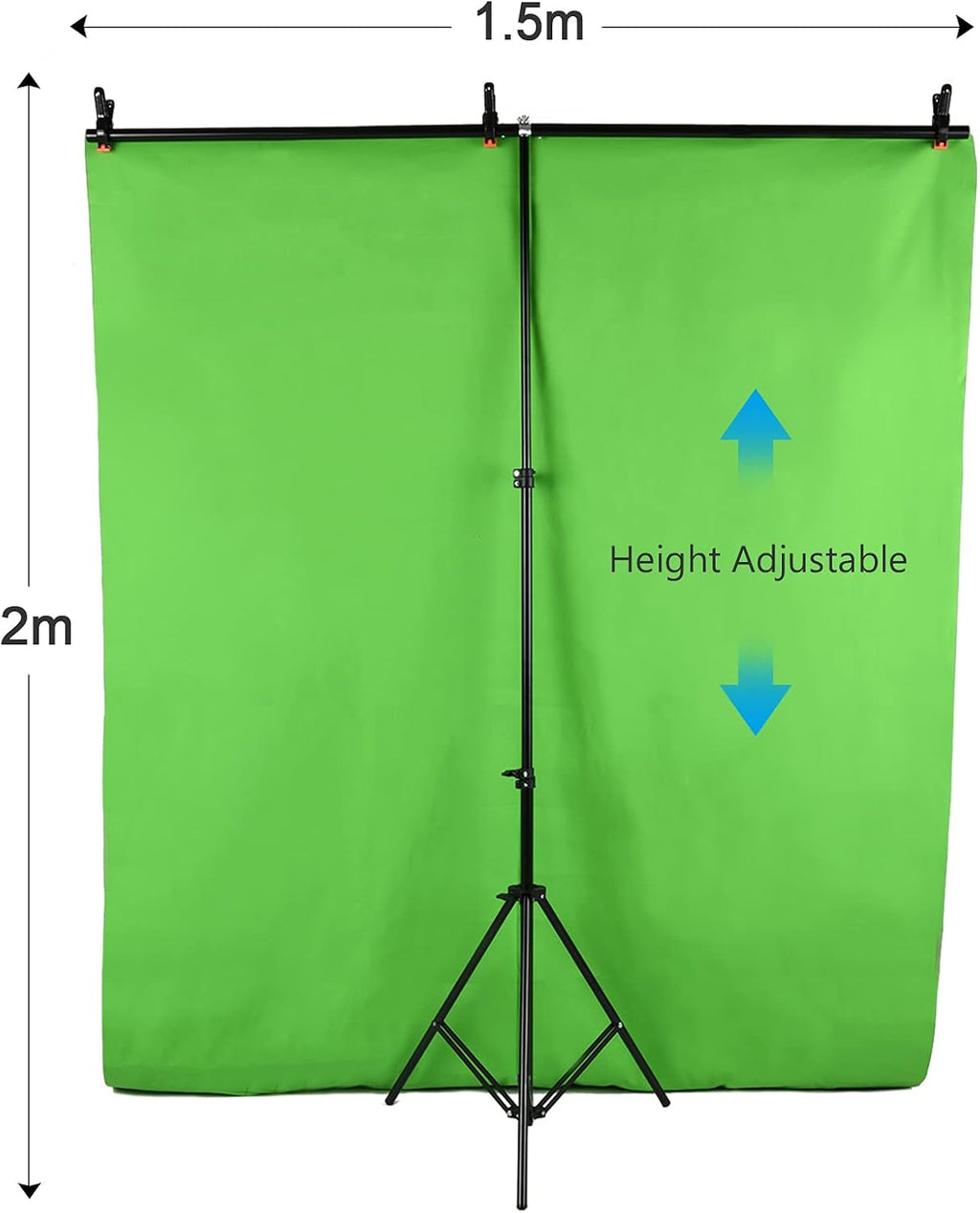 Andoer 5x7ft Green Screen Blue Screen Backdrop Double-Sided Chromakey Background Photography Kit with 5x7ft T-Shaped Background Adjustable Stand 3 x Spring Clamps