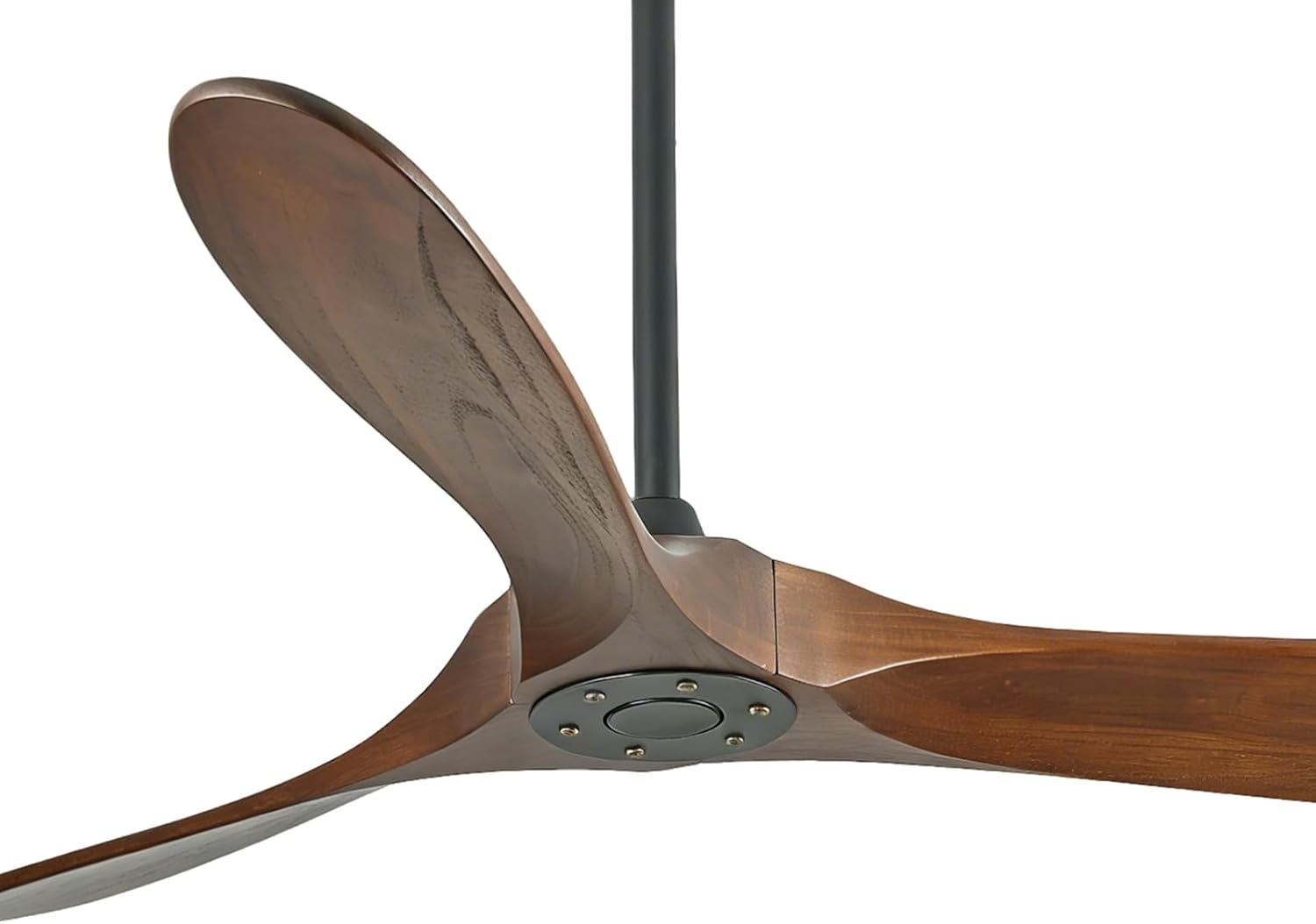 60 Inch Wood Ceiling Fan No Light, Indoor Outdoor Ceiling Fan without Lights with Remote, 3-Blade Reversible DC Motor Fan for Covered Patio Porch Bedroom Living Room, Walnut