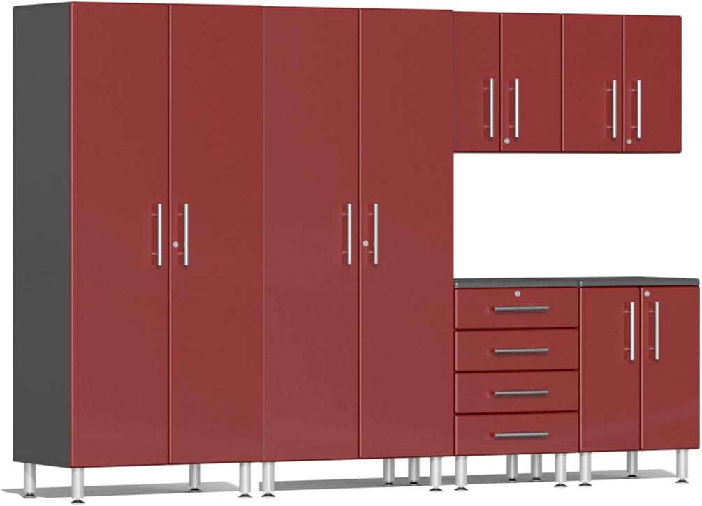 Ulti-Mate UG23060R 6-Piece Garage Cabinet Kit in Metallic,Red,Grey