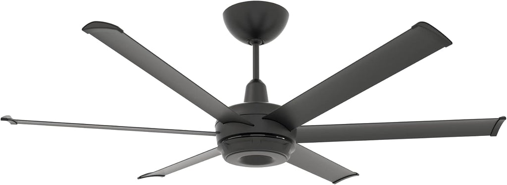 Big Ass Fans – es6 Smart Ceiling Fan – Indoor and Covered Outdoor Use – Lightweight Design – Contemporary Finish with Downrod Mount - 60', Black