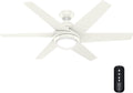 Hunter 52 inch Indoor Ceiling Fan with LED Light and Remote Control - Modern White Ceiling Fan, Standard Mount, 6 Blades, For Bedroom, Living Room, or Kitchen, Quiet - Sotto 50977, Fresh White