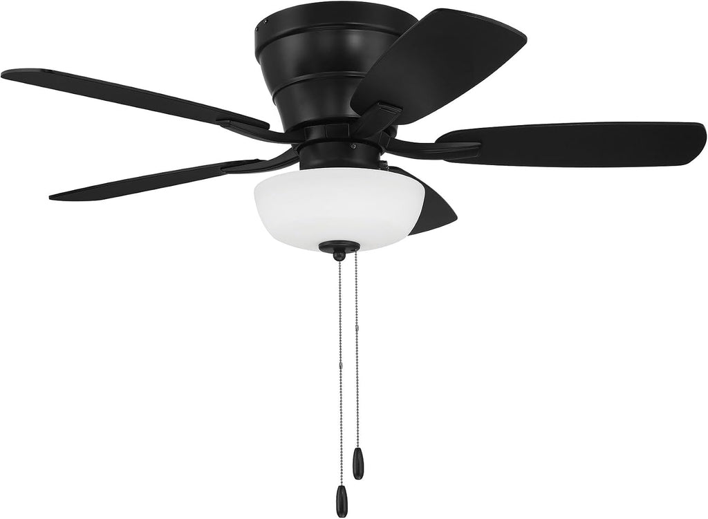 Craftmade 42' Wheeler Indoor Flush Mount 5 Blade Flat Black Finish Ceiling Fan with Single Bowl Light