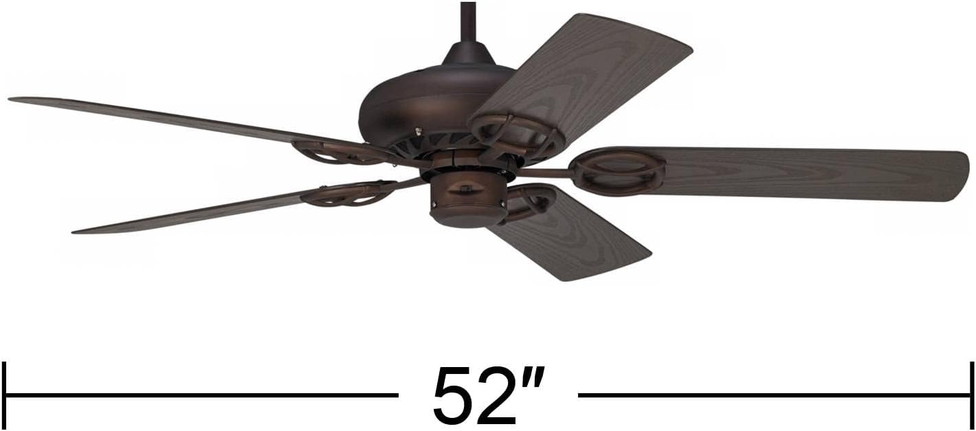 Casa Vieja 52' Orb Industrial Rustic Indoor Outdoor Ceiling Fan Oil Rubbed Bronze Brown Wet Rated for Patio Exterior House Home Porch Gazebo Garage Barn