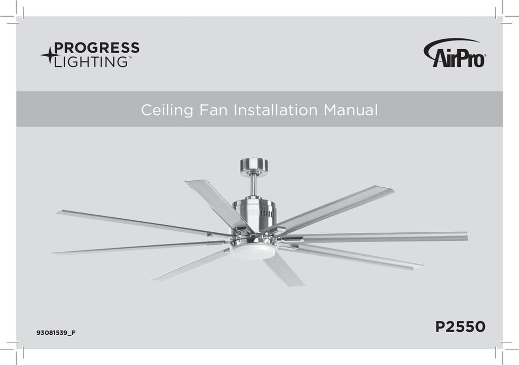Progress Lighting Vast Collection 72-Inch 8-Blade Gray Modern Ceiling Fan, Nickel