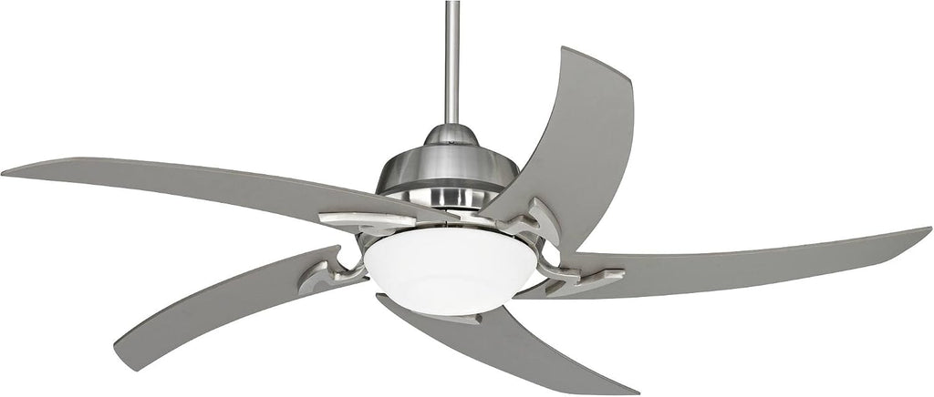 Casa Vieja 52' Capri Modern Indoor Ceiling Fan with LED Light Remote Control Brushed Nickel Silver White Opal Glass for Living Kitchen House Bedroom Family Dining Home Office Kids Room - 12' Downrod