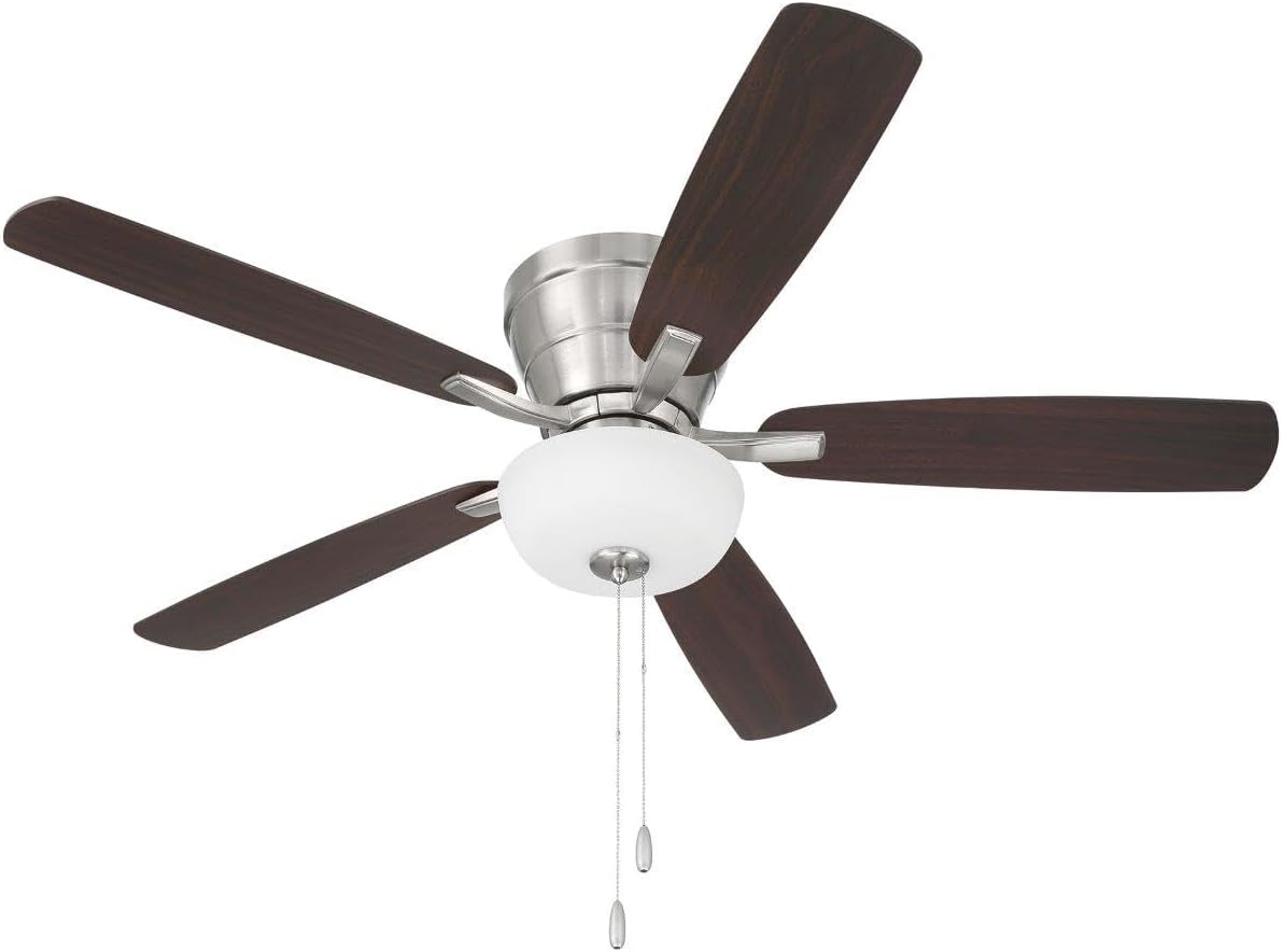 Craftmade 52' Wheeler Indoor Flush Mount 5 Blade Brushed Polished Nickel Finish Ceiling Fan with Single Bowl Light