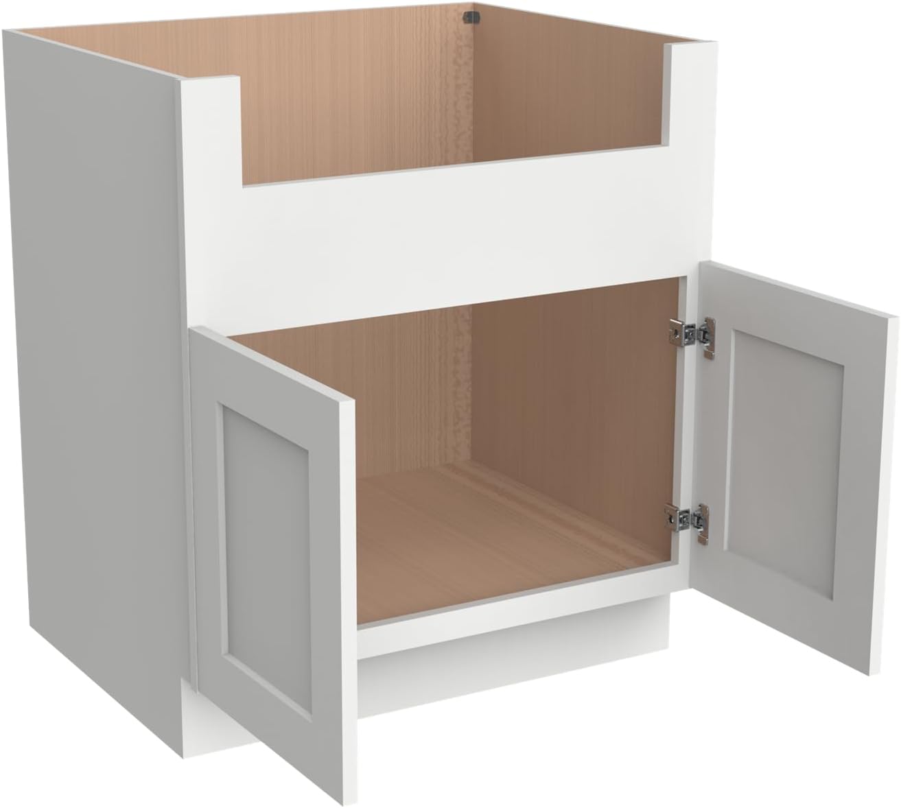 33 Inch RTA Kitchen Sink Base Cabinet - Solid Wood Shaker Style Farmhouse Cabinet with Soft Close Doors, Fits 24-30 Inch Undermount Sinks, Ready to Assemble (Origami White)