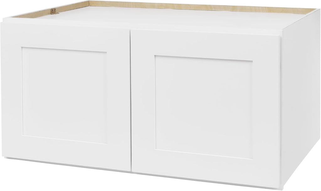 White Shaker Wall Cabinet - Ready to Assemble, Perfect for Kitchen, Laundry, and Bathroom Storage - 36'W x 12'H x 24'D