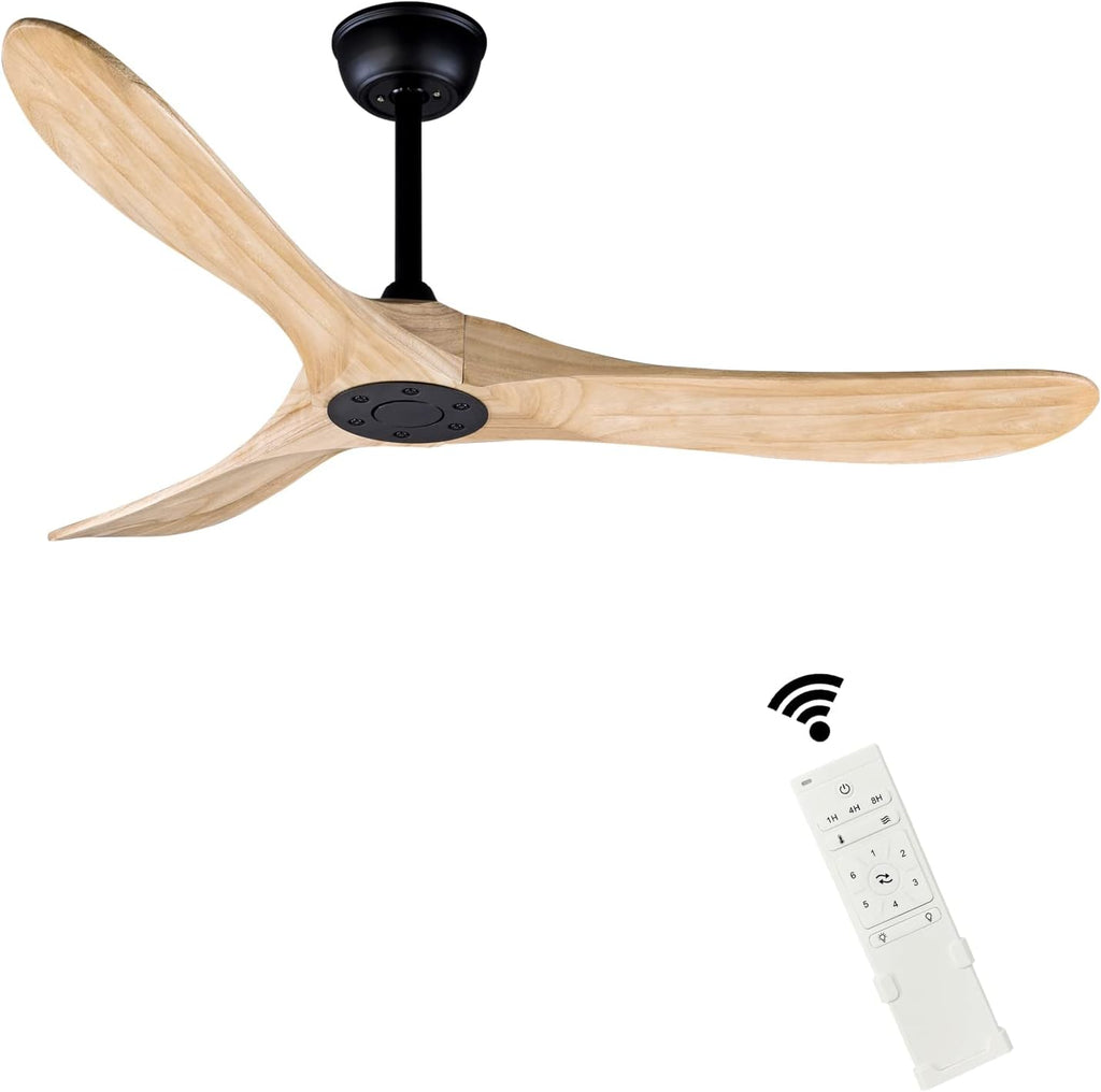 Bigzone 52' Outdoor/Indoor Ceiling Fans Without Lights, DC Motor Energy Saving, 3 Solid Wood Blades, Outdoor Ceiling Fans For Patios With Reversible Blades