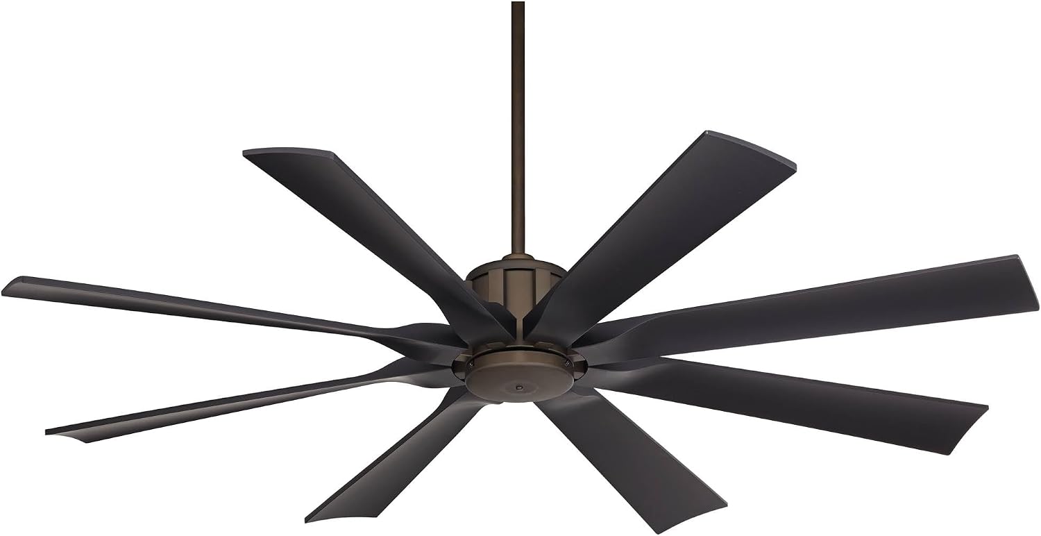 Possini Euro Design 60' Defender Modern Industrial Indoor Outdoor Ceiling Fan with Remote Control Oil Rubbed Bronze Hand-Painted Damp Rated for Patio Exterior House Porch Gazebo Garage Barn Roof