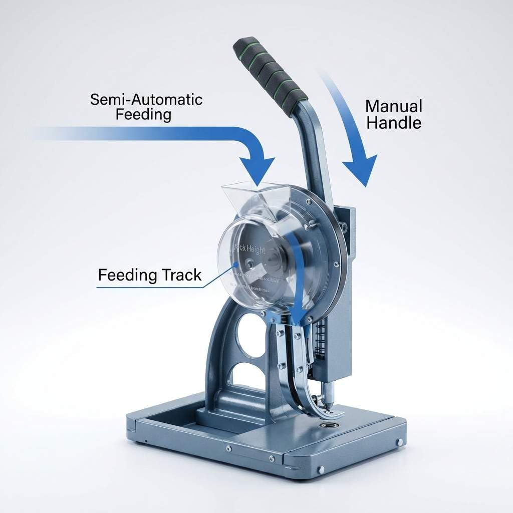 QWORK Semi-Automatic Grommet Machine, Heavy Duty Hand Press Eyelet Grommet Machine, Puncher Eyelet Feeding Tool, with 5000PCS 3/8'(10MM) Grommet for Banner, Awning, Poster