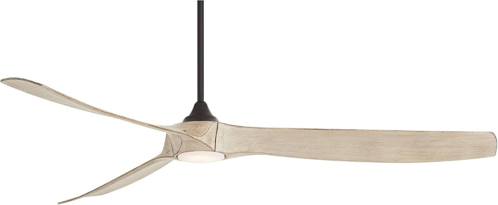 Casa Vieja 70' Kona Wind Large Farmhouse Rustic Country Cottage Core Indoor Outdoor Ceiling Fan 3 Blade LED Light Remote Control Black Finish Distressed White Oak Blades Bedroom DC Motor Damp Rated