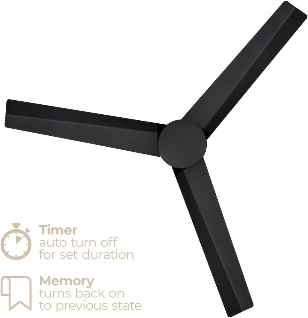Indoor or Outdoor Breeze 52in 3-Blade Smart Indoor or Outdoor Ceiling Fan in Matte Black Works With iOS or Android App