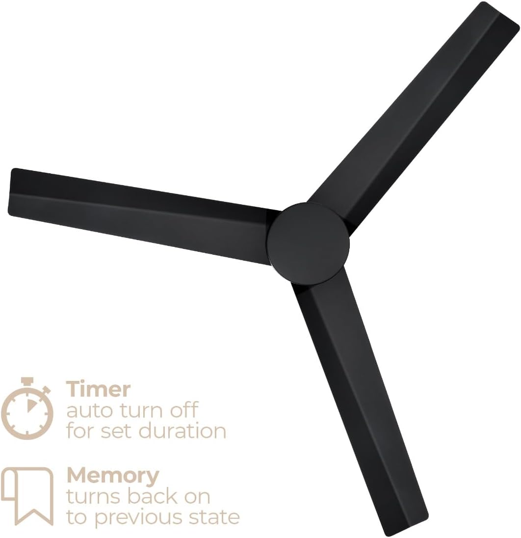 Indoor or Outdoor Breeze 52in 3-Blade Smart Indoor or Outdoor Ceiling Fan in Matte Black Works With iOS or Android App