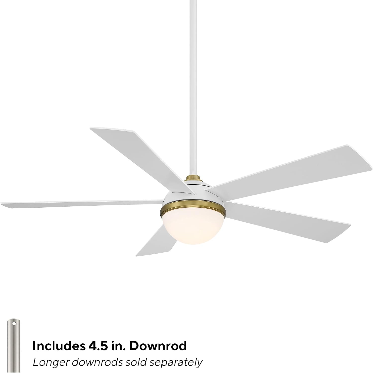 WAC Lighting Eclipse 5-Blade Aluminum Smart Ceiling Fan in Brass/Matte White