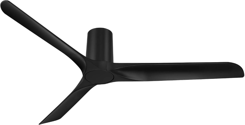 Casa Vieja Zebec 52' Modern Indoor Hugger Flush Mount Ceiling Fan with Remote Control, 3 Blades, 6 Speed Quiet Reversible DC Motor, Timer, Matte Black Finish Low Profile Living Room Kitchen House