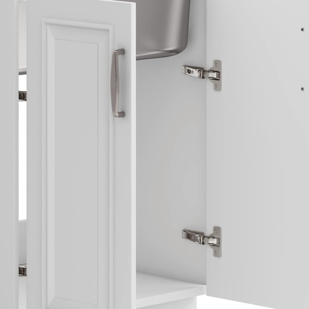 SIMPLIHOME Darwin All-in-One 24 inch Wide Utility Sink and Laundry Cabinet in Pure White Finish, Transitional Stainless Steel Sink Cabinet for Laundry Rooms with High-Arch Chrome Faucet and Storage