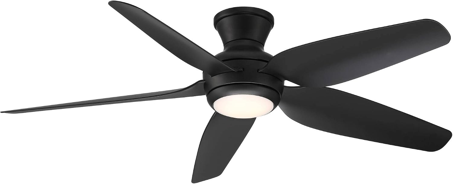 Casa Vieja 52' Del Diego Modern Industrial Hugger Indoor Outdoor Ceiling Fan with LED Light Remote Control Matte Black Damp Rated for Patio Exterior House Home Porch Gazebo Garage Barn