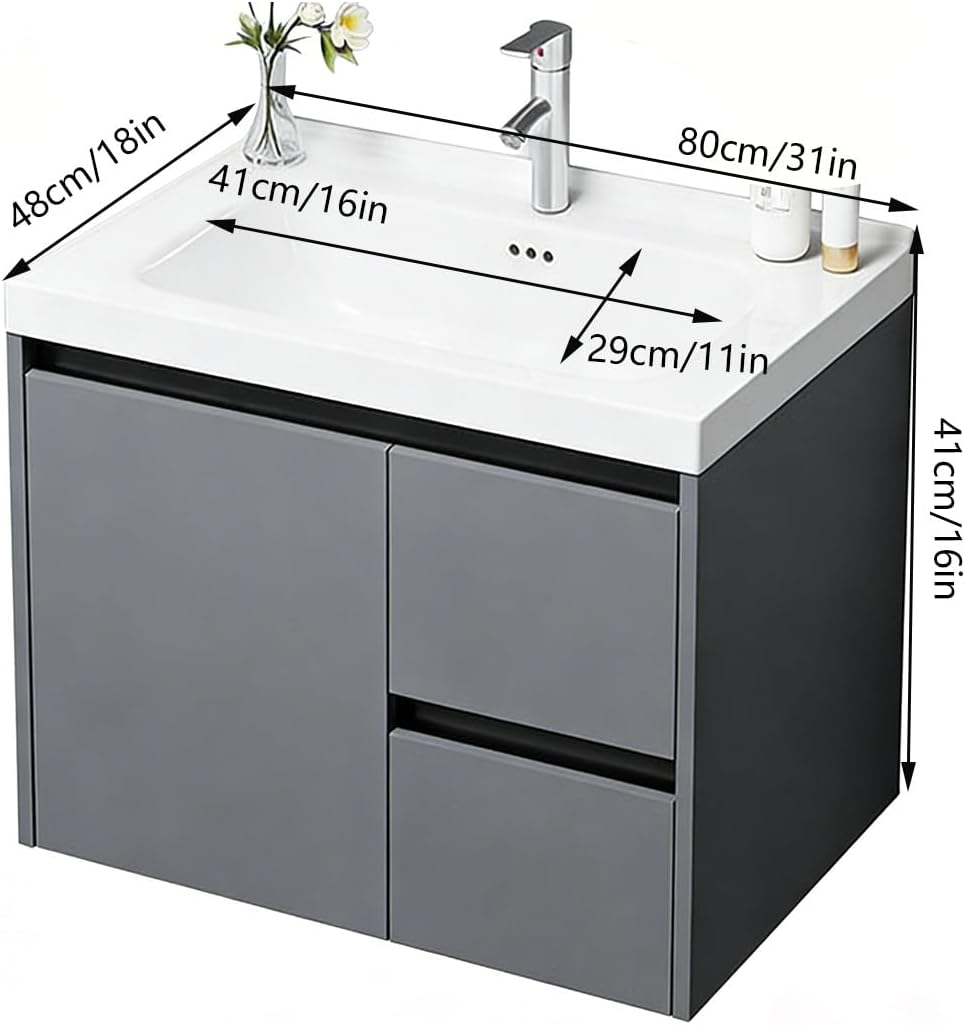 Corner Bathroom Vanity with Sink Set，Modern Bathroom Vanity Cabinet ，Floor Standing Bathroom Vanity， for Bathroom Guest Baths、Master Suites(31in)