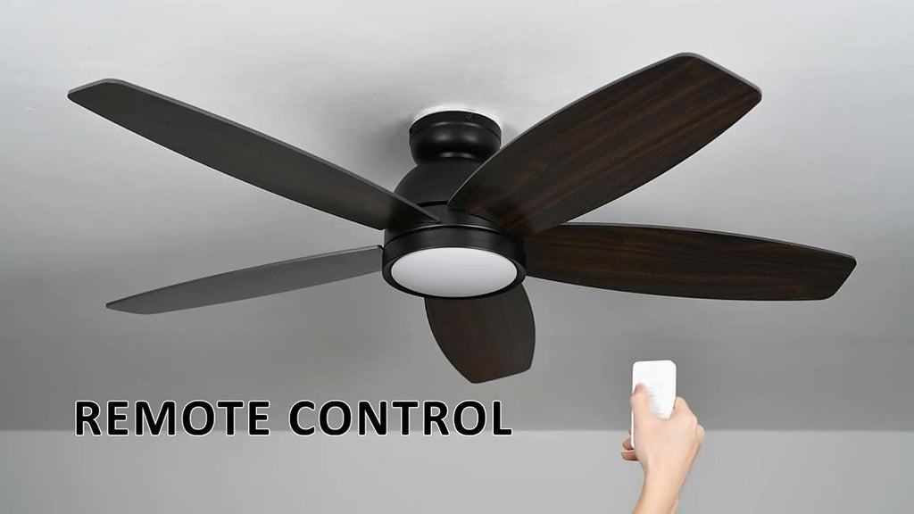 Carro 52' Ceiling Fan with Light Flush Mount, DC 10 Speeds Silent with Remote, 3 Light Colors Dimmable LED Ceiling Fan for Living Room, Bedroom, Dark Walnut