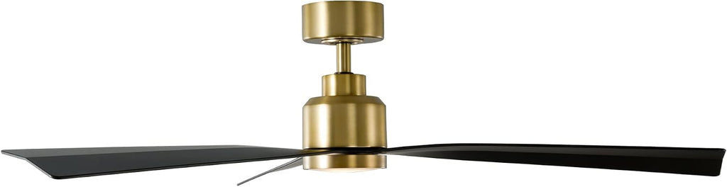 WAC F-003L-SB/MB Clean 52' Outdoor Ceiling Fan with LED Lights and Remote, Soft Brass Matte Black