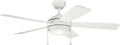 Kichler Starkk 52 in LED Ceiling Fan with Light, 5 Blade Modern White Ceiling Fan with Integrated LED Light and Downrod for Bedroom, Living Room, Kitchen, Dining Room, 330174MWH