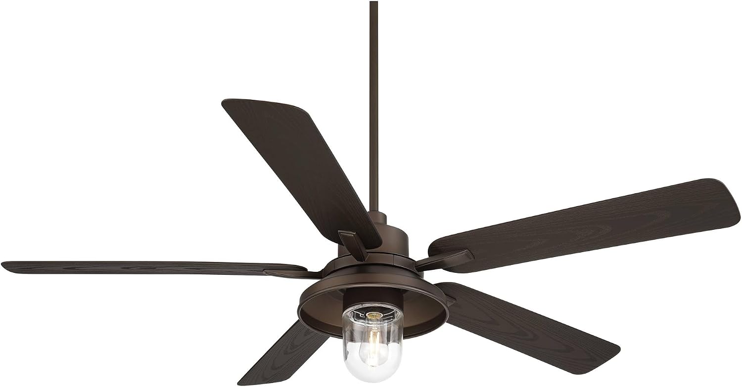 Casa Vieja 60' Ridgeline Barn Farmhouse Rustic Indoor Cottage Core Outdoor Ceiling Fan 5 Blade LED Light Remote Control Bronze Finish Brown Blades Bedroom Patio Wet Rated Decorative DC Motor