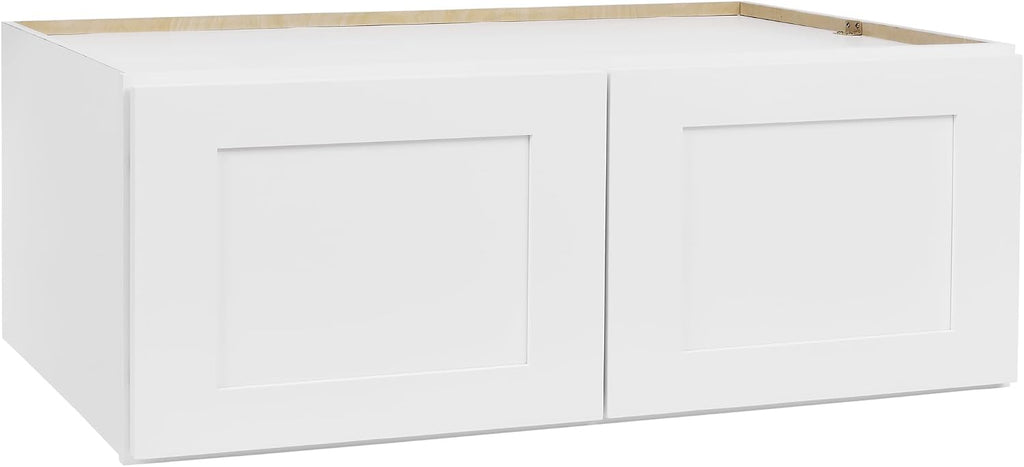 White Shaker Wall Cabinet - Ready to Assemble, Perfect for Kitchen, Laundry, and Bathroom Storage - 30'W x 15'H x 12'D