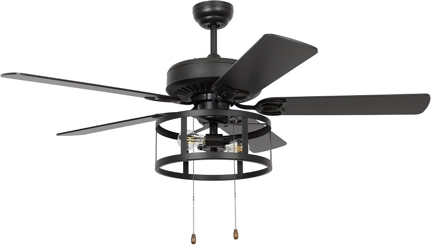52 Inch Ceiling Fans with Lights, Farmhouse Black Ceiling Fan for Bedroom Living Room, Rustic Outdoor Ceiling Fans for Patios, Pull Chain Control, 3 Speeds, Reversible Airflow, ETL