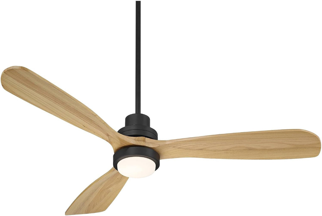 Casa Vieja 52' Delta Modern Country Indoor Cottage Core Outdoor Ceiling Fan 3 Blade CCT LED Light Remote Control Matte Black Finish Wood Blades Bedroom Patio Living Room DC Motor Decorative Dimmable