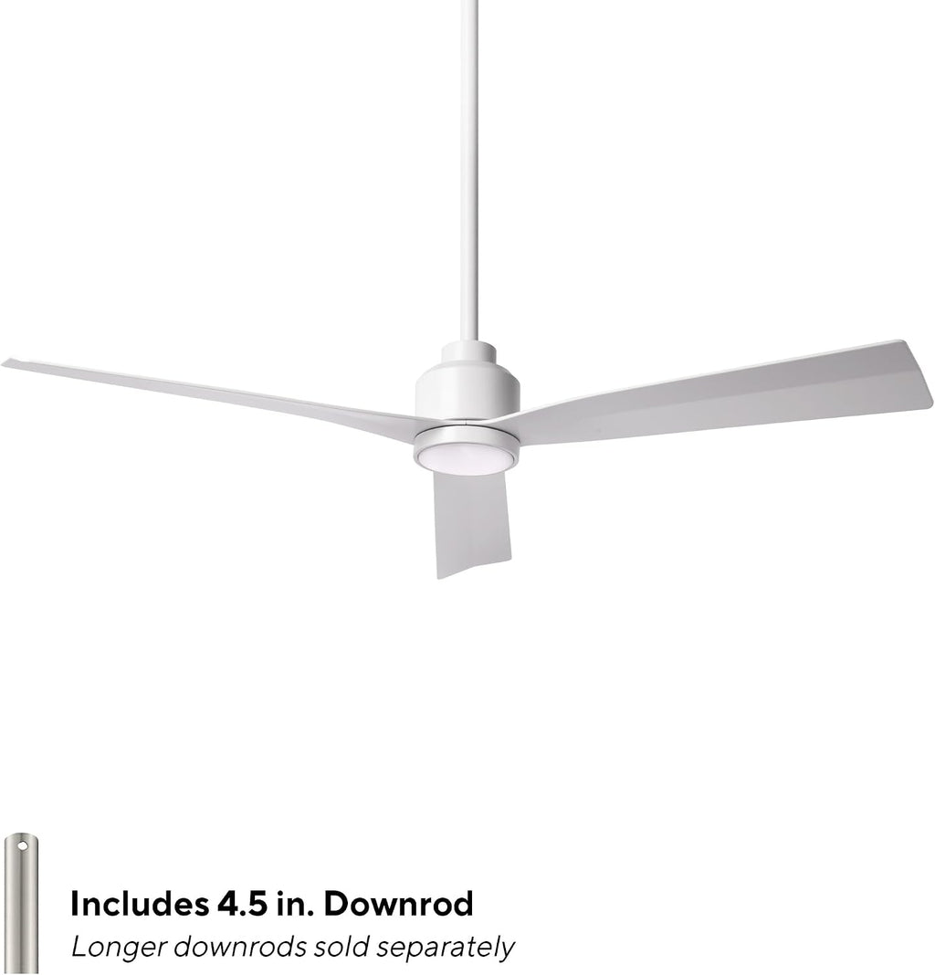 Clean Indoor/Outdoor 3-Blade Smart Compatible Ceiling Fan 52in Matte White with 3000K LED Light Kit and Remote Control with Wall Cradle. Works with iOS/Android, Alexa, and Google Assistant.