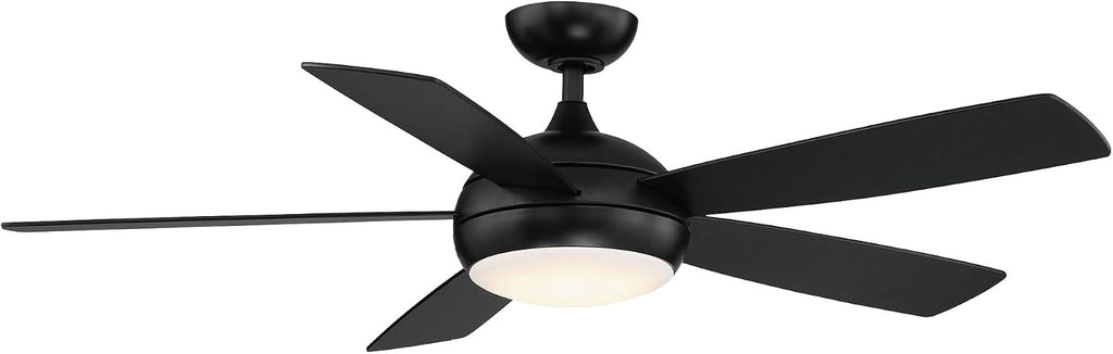WAC Ceiling Fans F-005L-MB Odyssey 52' Ceiling Fan with LED Lights and Remote, Matte Black