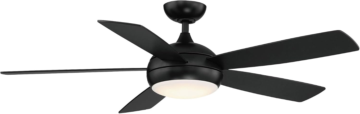WAC Ceiling Fans F-005L-MB Odyssey 52' Ceiling Fan with LED Lights and Remote, Matte Black