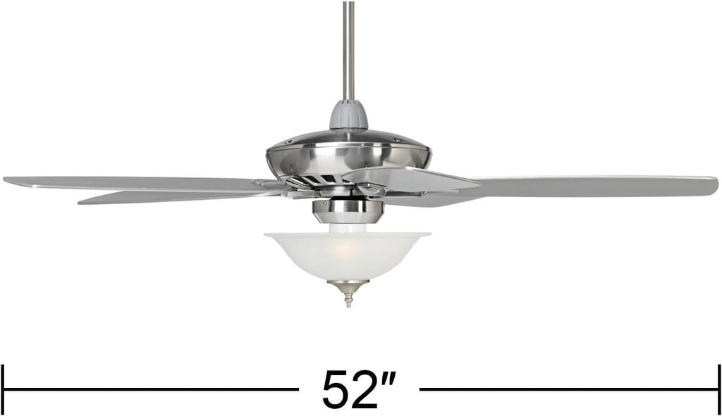 Casa Vieja 52' Journey Modern Indoor Ceiling Fan with LED Light Remote Control Brushed Nickel Alabaster Glass Dimmable for Living Room Kitchen Bedroom Kids Room Family Room Dining Room