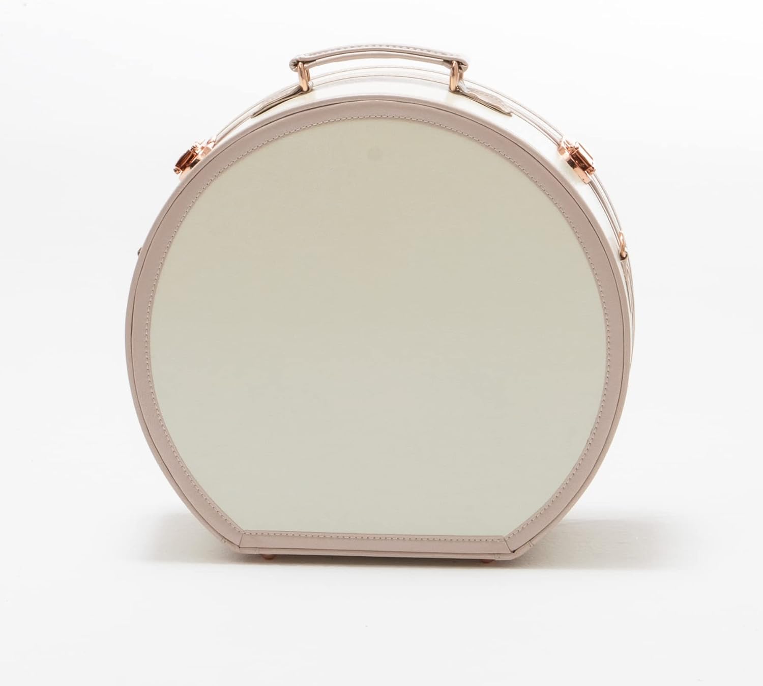 COTRUNKAGE Medium Round Hat Box Vintage Luggage Cosmetic Case (D.15, Cream White)