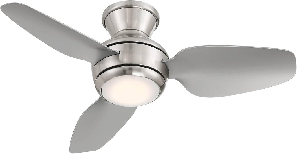 Casa Vieja 36' Whirl Modern Industrial Indoor Outdoor Ceiling Fan 3 Blade LED Light Remote Control Brushed Nickel Finish Silver Blades Bedroom Patio Living Room Kitchen Hugger Flush Mount Decorative