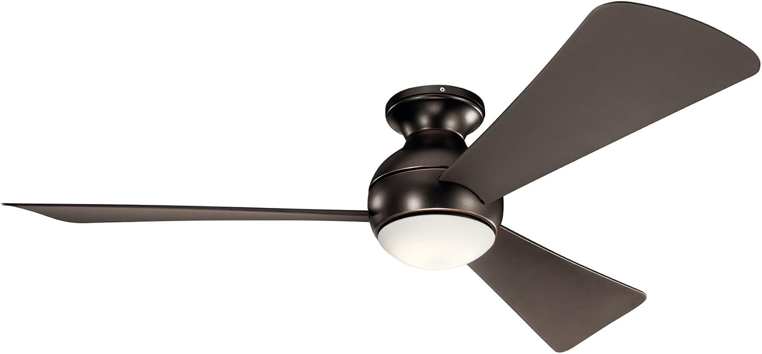 Kichler Sola 54' LED Indoor Outdoor Ceiling Fan In Old Bronze®, 3-Blade, 3000K, (54' W x 11' H), 330152OZ