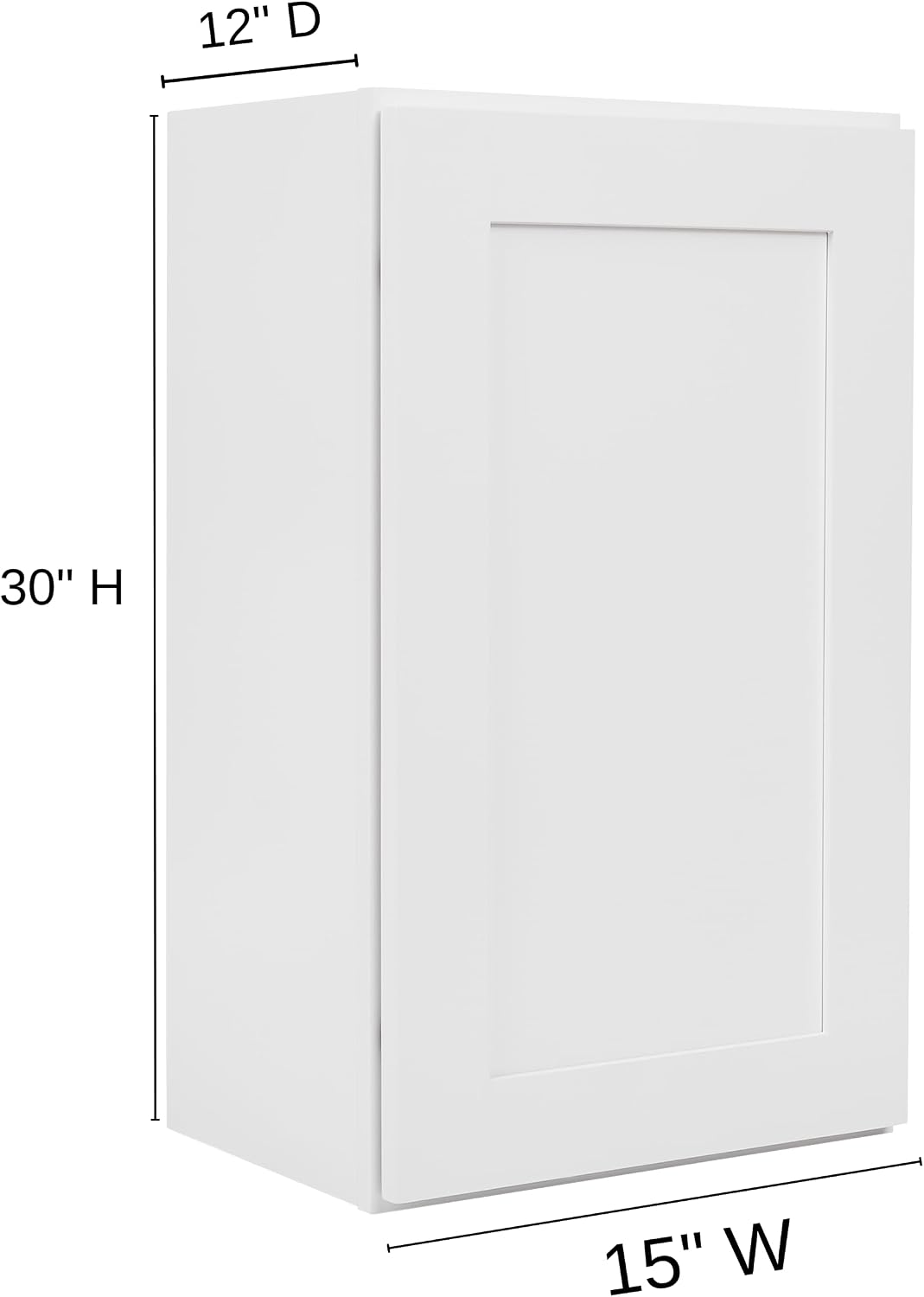White Shaker Wall Cabinet - Ready to Assemble, Perfect for Kitchen, Laundry, and Bathroom Storage - 15' W x 30' H x 12' D