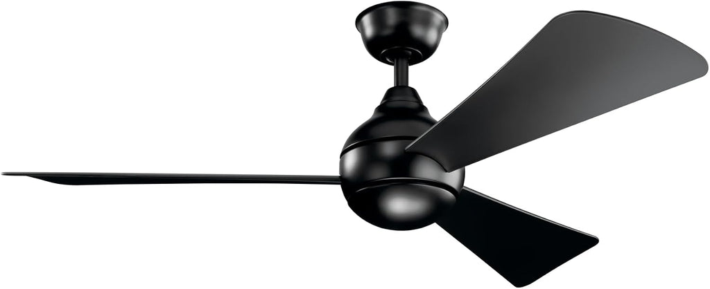 KICHLER Sola 54 in. Integrated LED Indoor Satin Black Flush Mount Ceiling Fan with Light Kit and Wall Control 330152SBK