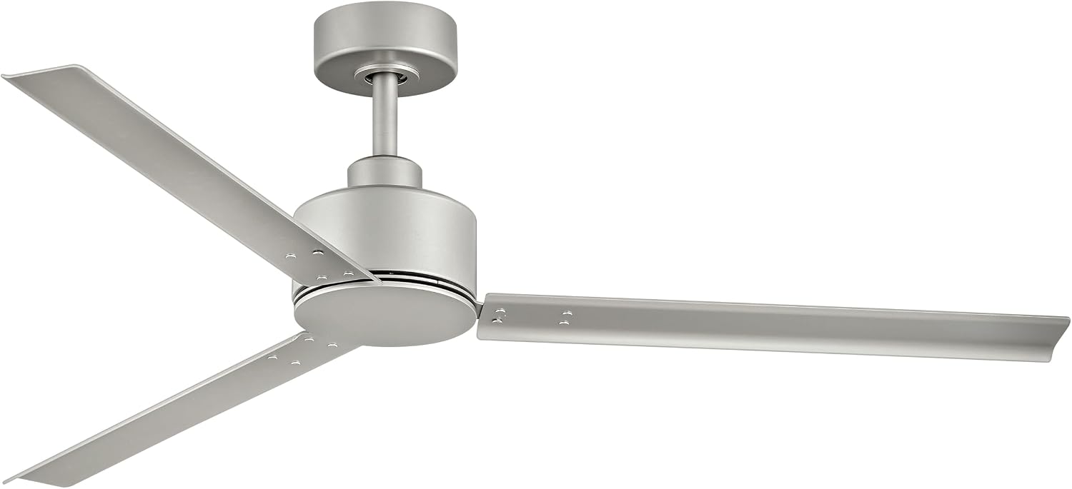 Hinkley Indy 56' Indoor/Outdoor Ceiling Fan, Modern Industrial Propeller Style, 4-Speed Wall Control Unit, Brushed Nickel