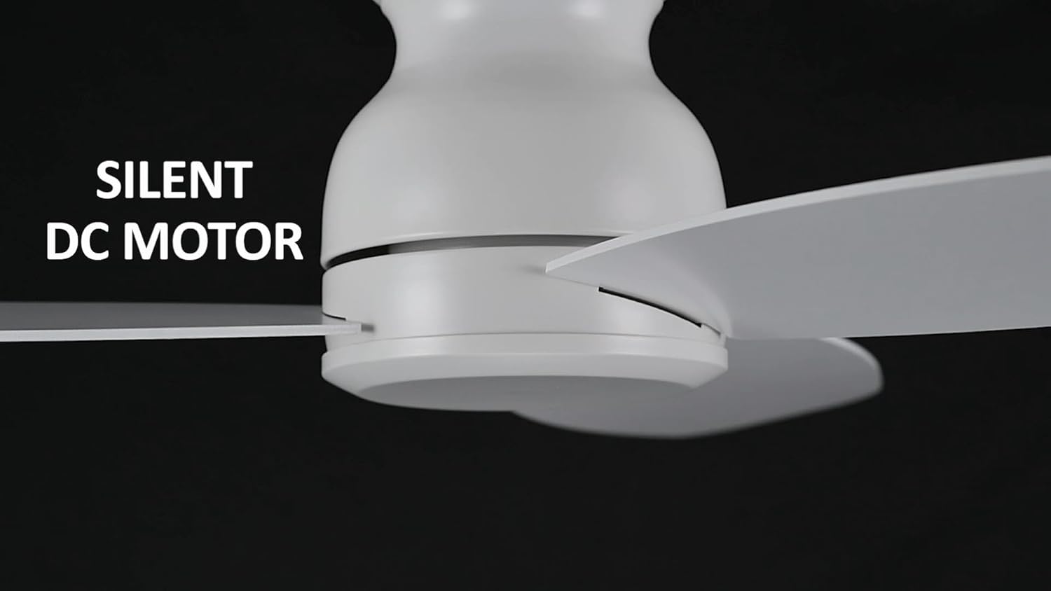 CEME 48 Inch Flush Mount Ceiling Fan without Lights, White Ceiling Fan with Remote Low Profile, 10-Speed Reversible DC Motor, 3 Dual Finish Blades, Indoor for Bedroom