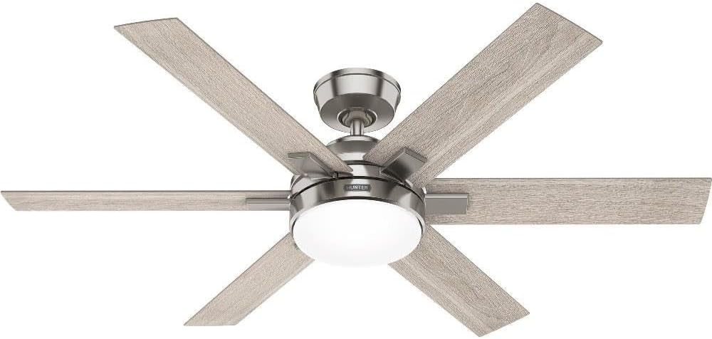 Hunter - Georgetown Indoor Ceiling Fan With Light, Remote Control, 52-inch, Modern-style, 6-speed DC Motor, Express Install, for living rooms, bedrooms, home offices, kitchens (Brushed Nickel)