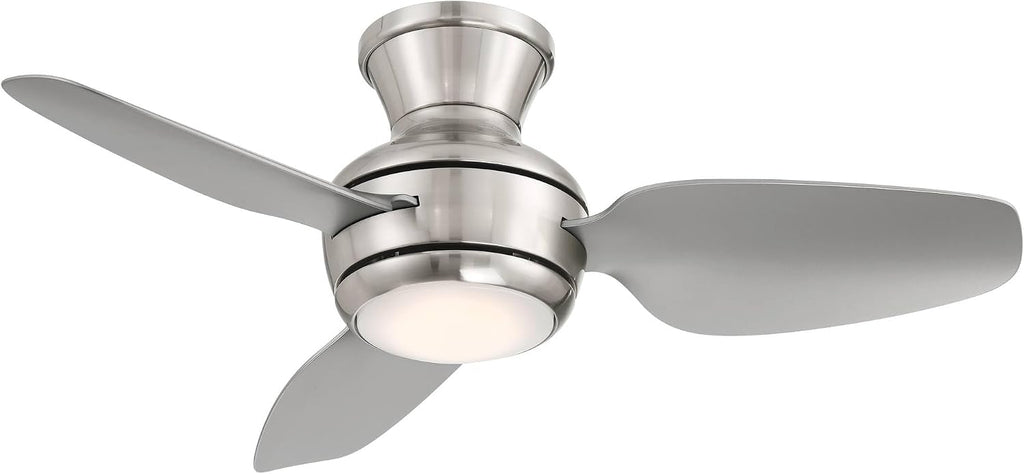 Casa Vieja 36' Whirl Modern Industrial Indoor Outdoor Ceiling Fan 3 Blade LED Light Remote Control Brushed Nickel Finish Silver Blades Bedroom Patio Living Room Kitchen Hugger Flush Mount Decorative