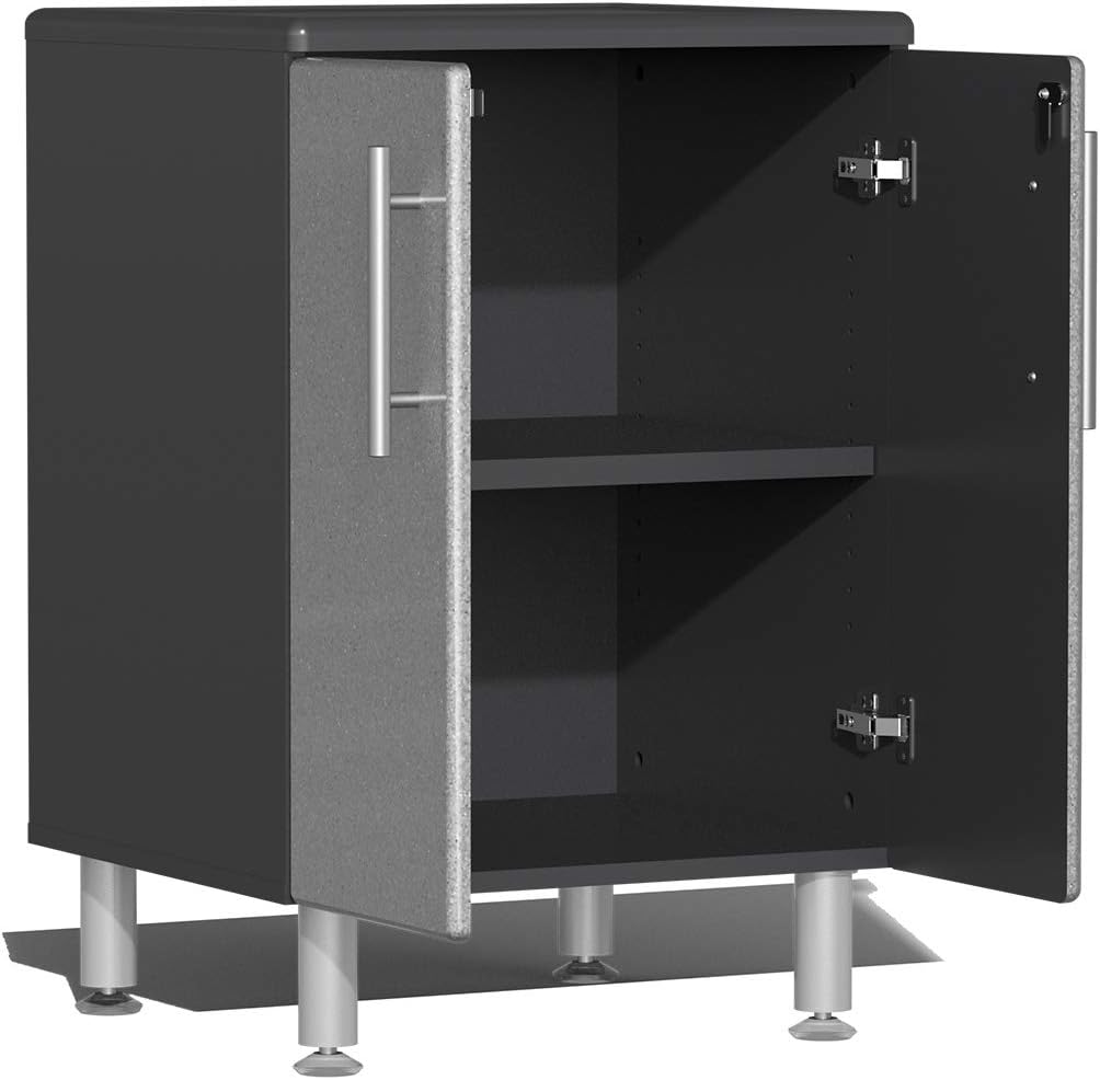 Ulti-MATE UG22162S 16-Piece Garage Cabinet Kit with Bamboo Worktops in Stardust Silver Metallic